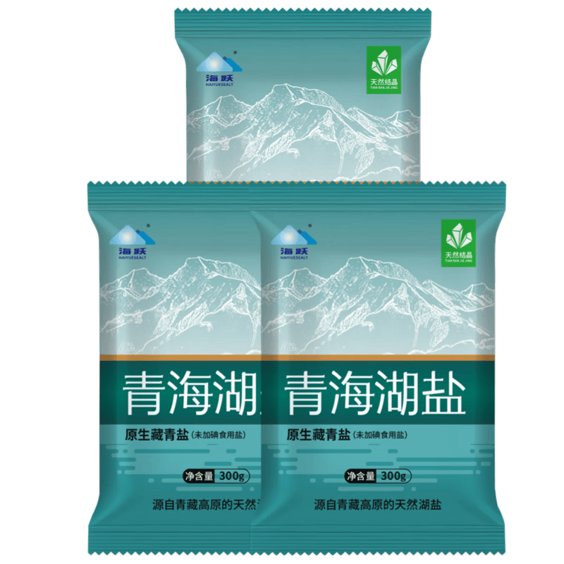 海跃青海湖盐300g【未加碘】青藏高原察尔汗盐湖未添加抗结剂食用盐 【尝鲜】青海湖盐300gX3袋