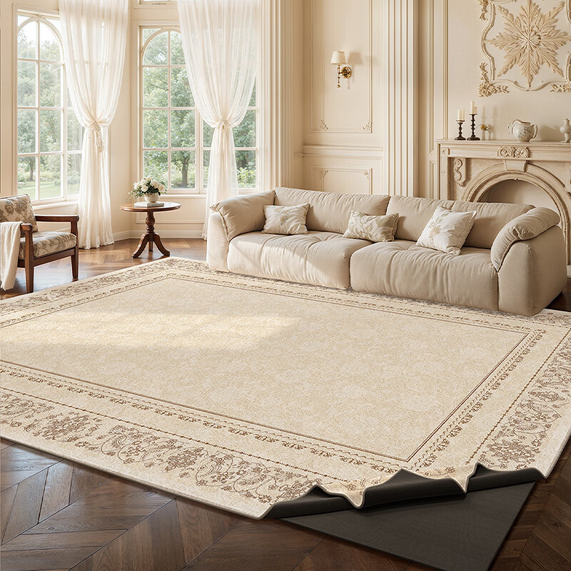 著忆可拆洗地毯客厅2026新款卧室床边沙发可机洗地垫轻奢高级法式奶油 可拆洗仿羊绒-月神殿堂 定制请联系客服，不退不换