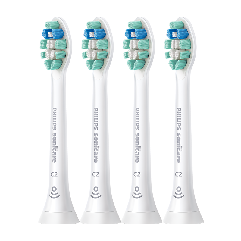 飞利浦（PHILIPS）电动牙刷头C2洁净型官方原装欧洲进口适配钻石1/3/3pro/CI/导航刷系列刷柄4支装HX9024/85