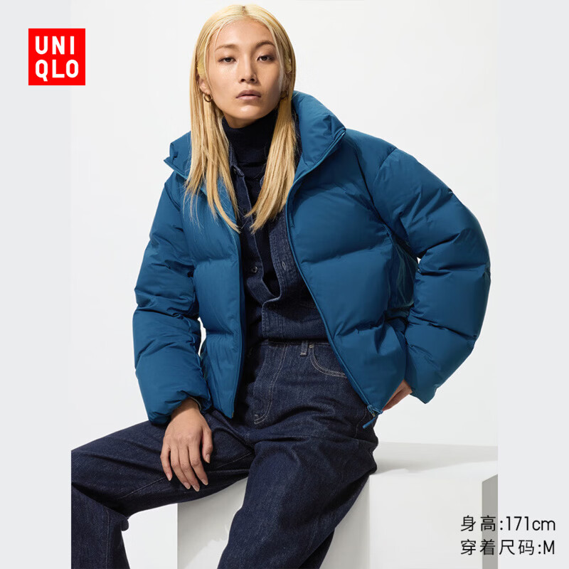 优衣库女装无缝羽绒短茄克/外套夹克478578 68 深蓝色 S /155/80A