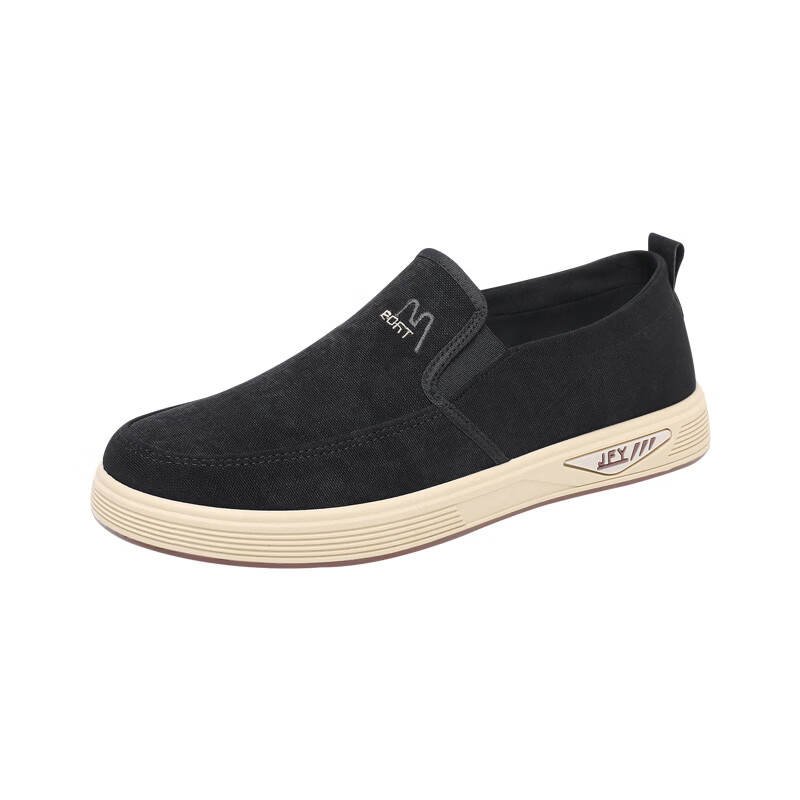 意迪森春季新款百搭懒人鞋防滑软底板鞋轻便透气舒适休闲鞋中老年爸爸鞋 黑色 单层 39 (245mm)