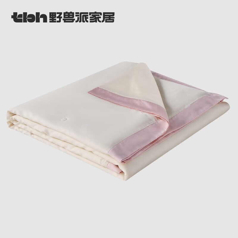 野兽派家居（tbh）蚕丝被樱桃天丝拼接被子可机洗空调被凉感夏被 天丝拼接蚕丝夏被 樱花马卡龙 220cm*240cm