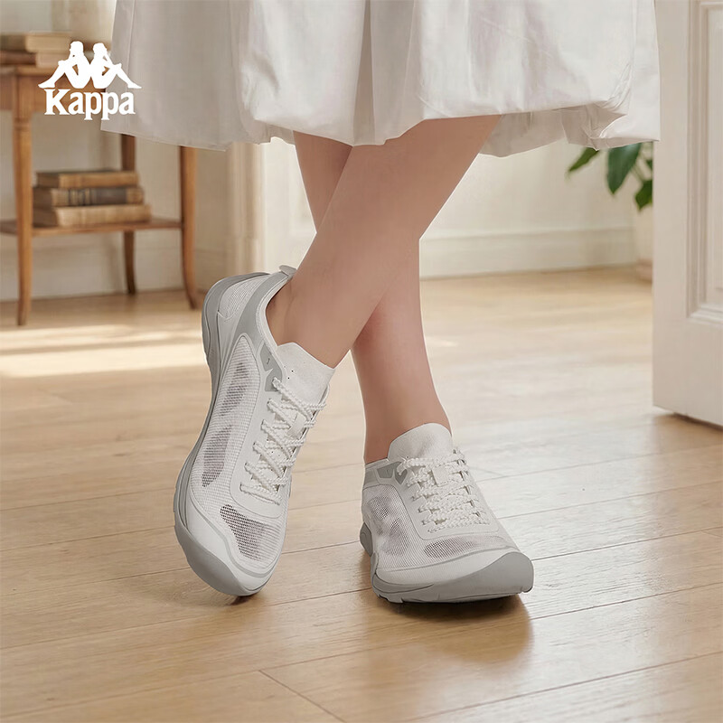 卡帕（Kappa）女鞋2026夏季新款透气网面运动鞋子女户外软底休闲鞋女冷灰色35