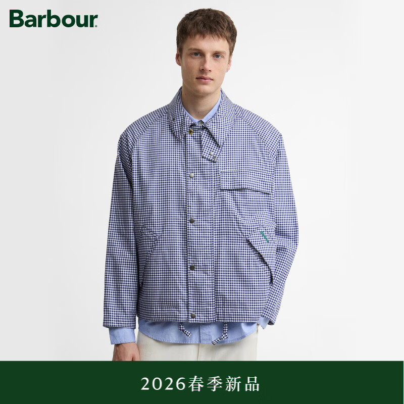 Barbour  Paul Smith Loves  联名Transport 男士无蜡夹克 藏青 X 白色格纹 L