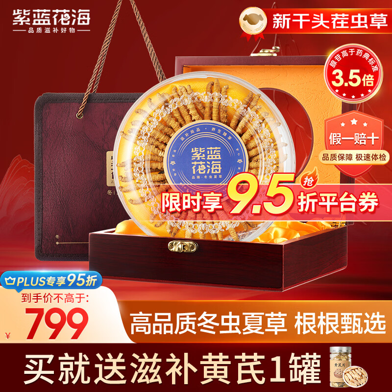 紫蓝花海冬虫夏草 头茬新干虫草滋补品过节送礼滋补年货礼盒 3-4条/g 10克