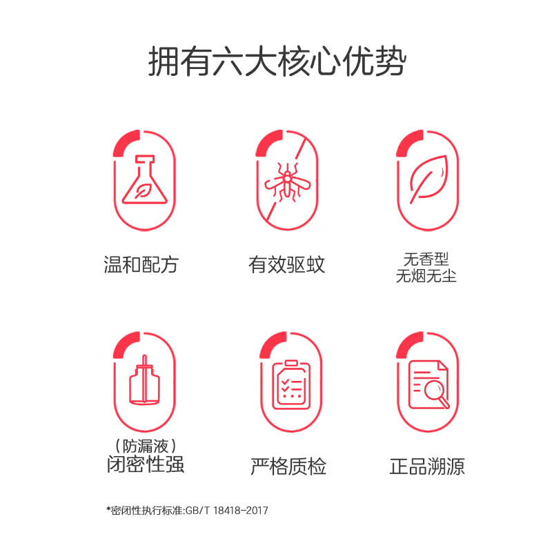 彩虹电热蚊香液驱蚊液（灭蚊液）无味电蚊香液家用加热器随机防蚊液 6瓶补充液（270晚）