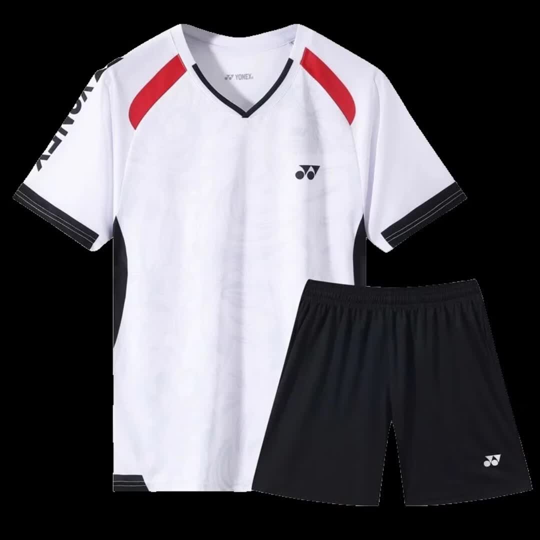 YY2026新款羽毛球服yy速干运动羽球服男女休闲短袖运动服装比赛服 女款白色套装 4XL