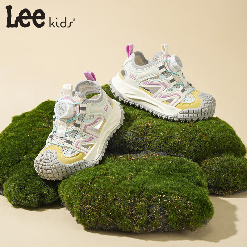 Lee童鞋夏季新款儿童包头沙滩凉鞋女童镂空运动鞋男童 米黄 33 【建议脚长204mm】