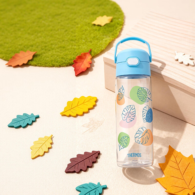 膳魔师（THERMOS）儿童水杯春夏Tritan直饮杯提手学生直饮杯运动水壶男女上学水杯 夏日丛林直饮水杯600ml BBSJ