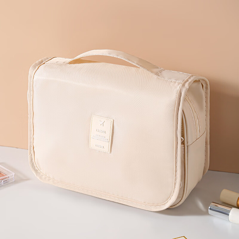 旅行洗漱包干湿分离出差男女士洗漱收纳套装大容量便携 米白色(斜纹牛津布)