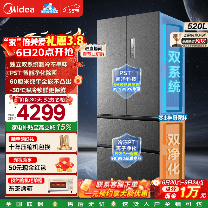 Midea/���� M60ϵ��520�� ��ʽ���� ���� BCD-520WUFPZM(E)