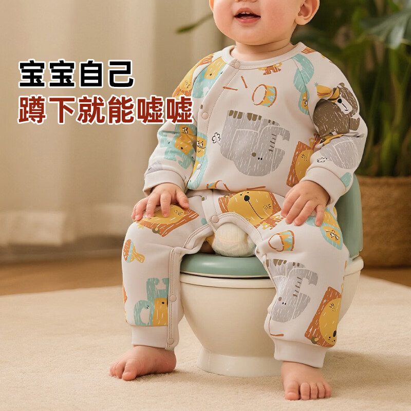 wua·wua婴儿连体衣薄款春秋纯棉开裆睡衣开档宝宝衣服婴幼儿爬服学尿戒尿 满印马戏团 90cm (适合12-18月 体重18-26斤)