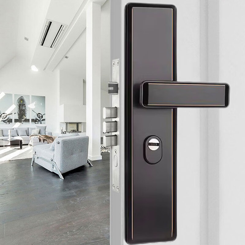 云航防盗门锁套装免费上门安装家用通用大门锁超C级锁芯不锈钢门把手 非洲黑不锈钢防盗门锁把手