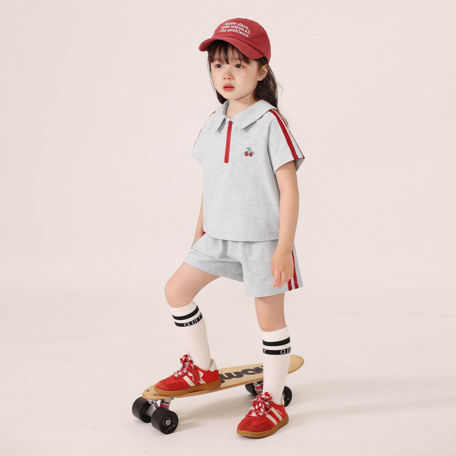 LUSON童装 女宝儿童套装夏季2026新款运动时尚舒适透气轻便两件套 黄色 130