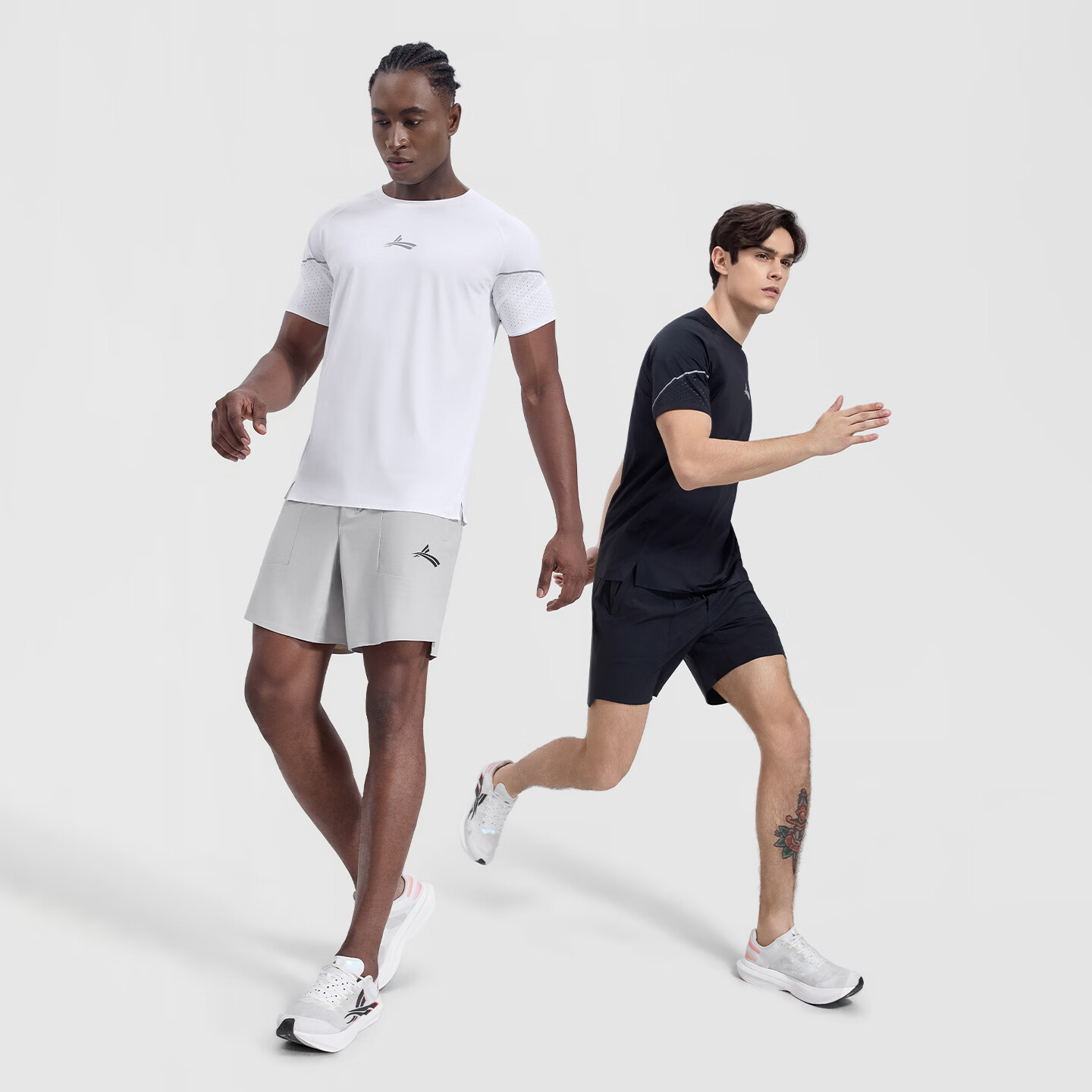 沃兰迪运动速干t恤新款夏季短袖半袖弹力吸湿排汗运动t恤男圆领跑步健身 米白 XL