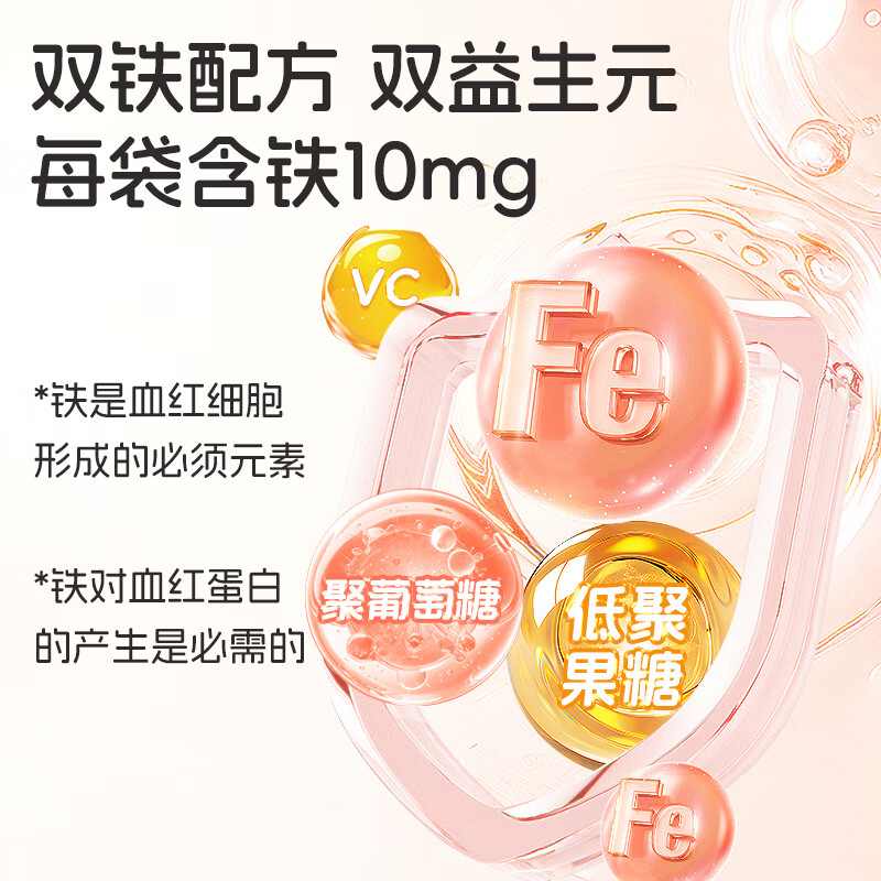 康敏迅健启星铁流质糖果 儿童液体铁甘氨酸亚铁维生素C 低聚果糖益生元 【多个妈妈选择】 20袋*3罐