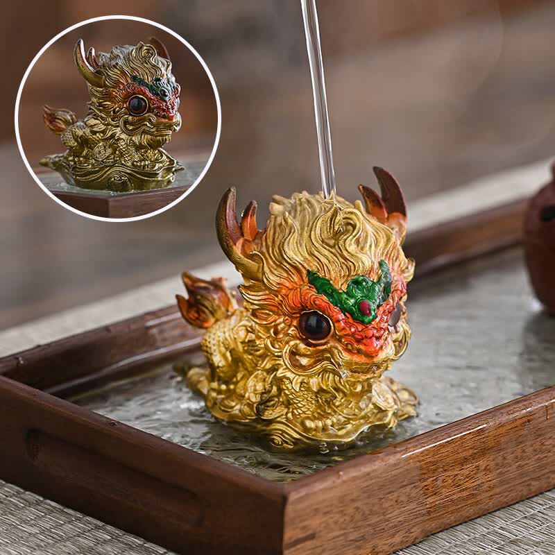 刻羽茶宠摆件精品可养变色麒麟茶桌台茶玩茶盘迷你小摆件茶具配件 芷彦：瑞兽麒麟(A金色)(变色茶宠)