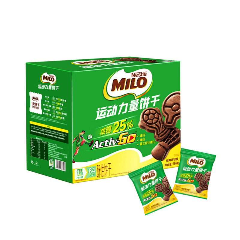 雀巢（Nestle）美禄运动饼干减糖版756g酥性饼干膳食纤维 过节商务送礼精品好物 美禄运动力量饼干减糖版756g