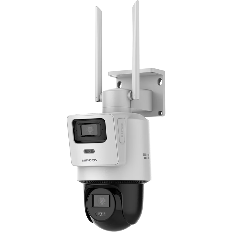 HIKVISION海康威视4G双摄像头终身免流量室外800万360度全景全彩监控器AI人车检测 无线联网无需WiFi