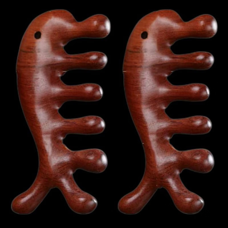 塑料款按摩梳子经络梳五指按摩梳海豚头部圆头多功能家用养生梳 7齿按摩梳2个装 无规格