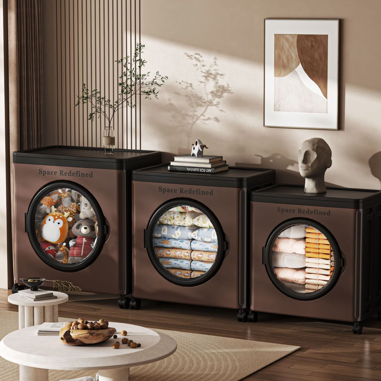 收纳箱可折叠收纳超大号翻盖收纳箱大容量家用带轮储物加厚整理箱 巨无霸【中古色】70cm面宽