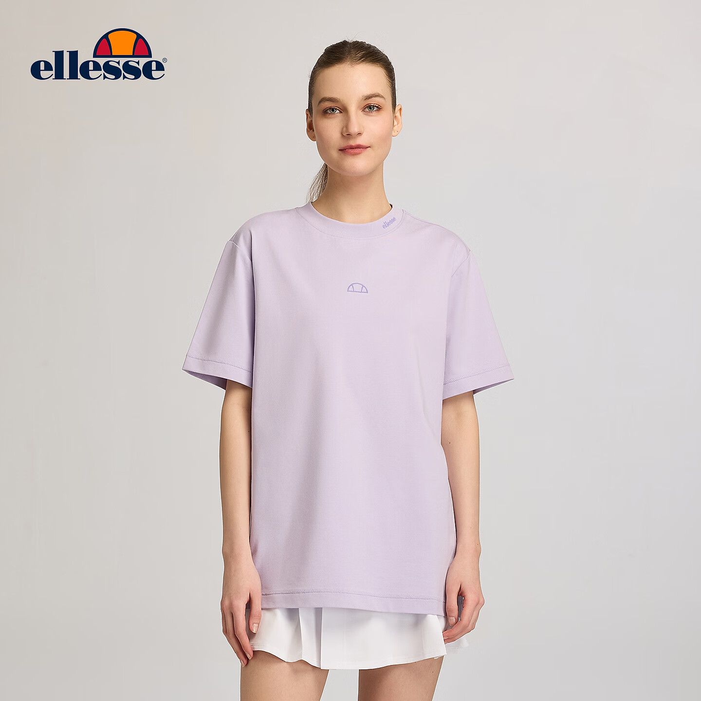 ellesse小贝壳休闲百搭凉感T恤女索罗娜短袖内搭上衣男 紫色 S