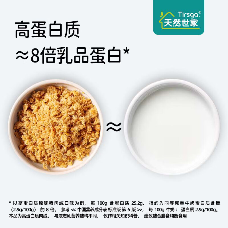 天然世家肉绒肉酥零食食品肉松佐餐配料调料送宝宝儿童辅食电子版食谱 【三罐装】原味猪+猪肝猪肉味+深海金枪鱼味