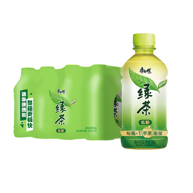 康师傅 绿茶 低糖茶饮料 小瓶整箱装 330ml*12瓶 热门商品