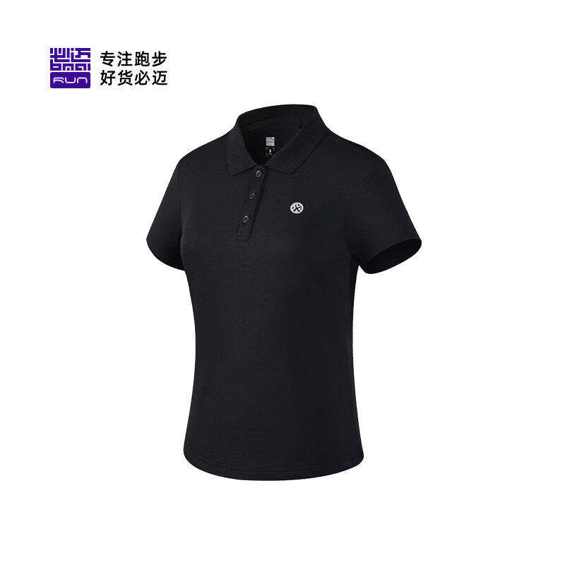 必迈（bmai）夏季运动速干Polo衫男女短袖翻领上衣透气通勤商务短袖 经典黑【女】 S