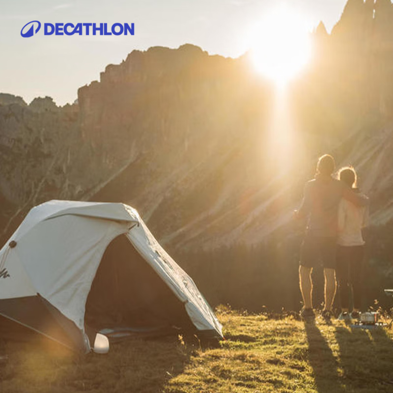 迪卡侬帐篷黑胶F&B防晒遮光排热通风防蚊露营帐篷户外野营加厚防雨野外 快开2人帐篷