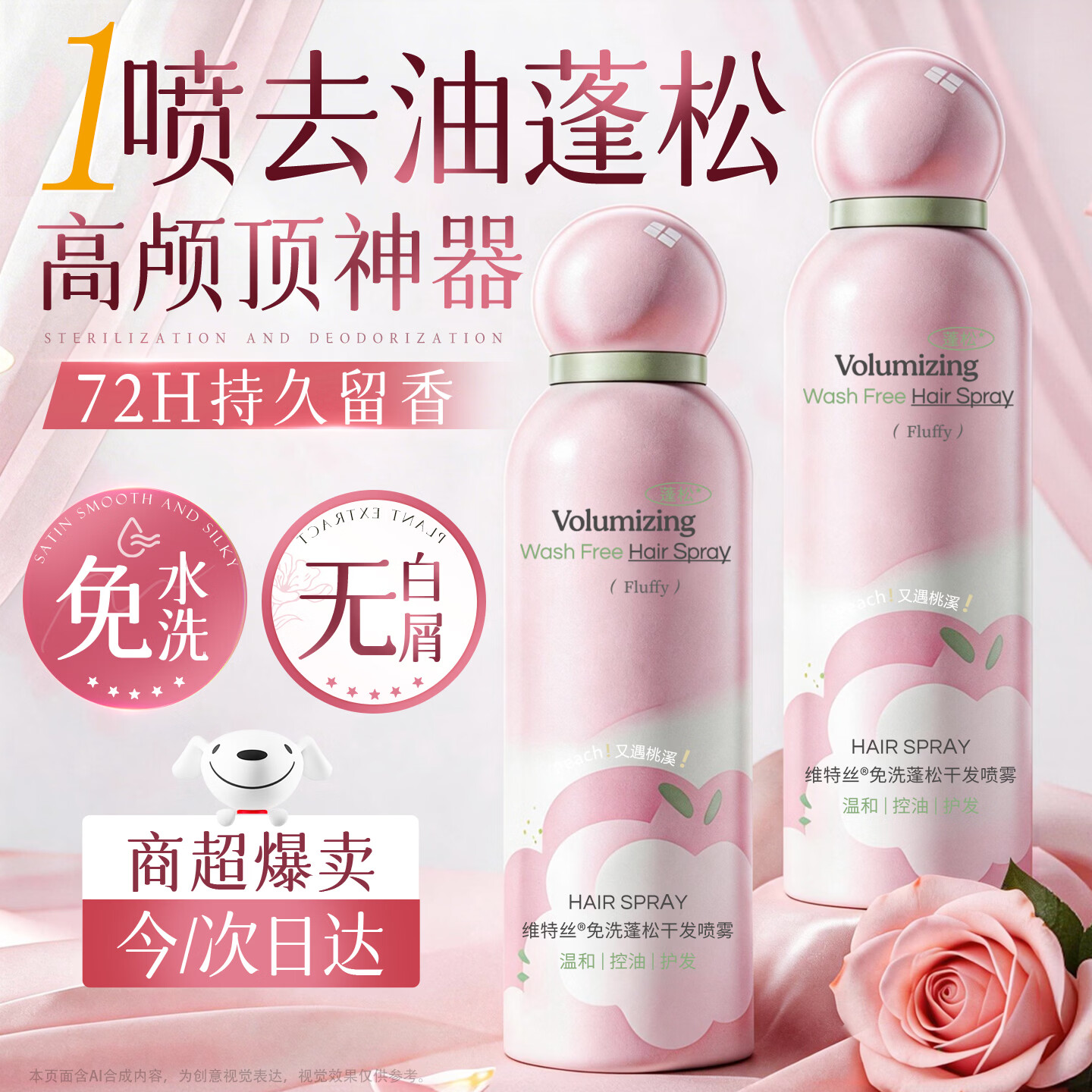 维特丝干发喷雾免洗控油蓬松头发喷雾男女士去油高颅顶神器头发蓬松喷雾