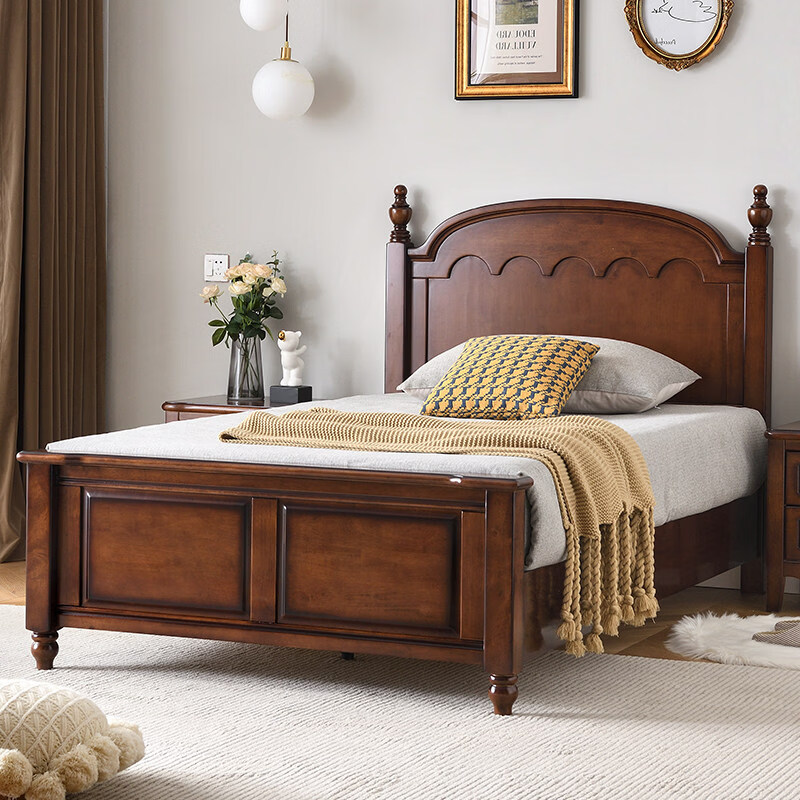 全实木儿童床1.2米现代简约小户型男孩女孩床卧室 床+冰丝棕垫10cm 1200mm*2000mm_框架结构