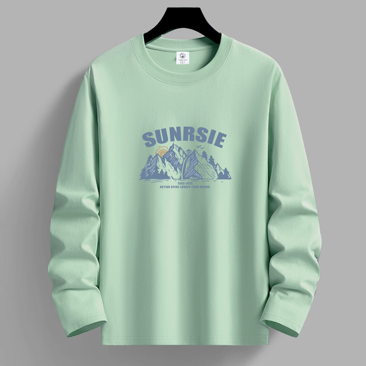 布卡澜琦春秋季新款男士圆领长袖T恤时尚潮流印花圆领长袖休闲体恤衫卫衣 白色SUN山峰长袖 XL 【建议120-135斤】