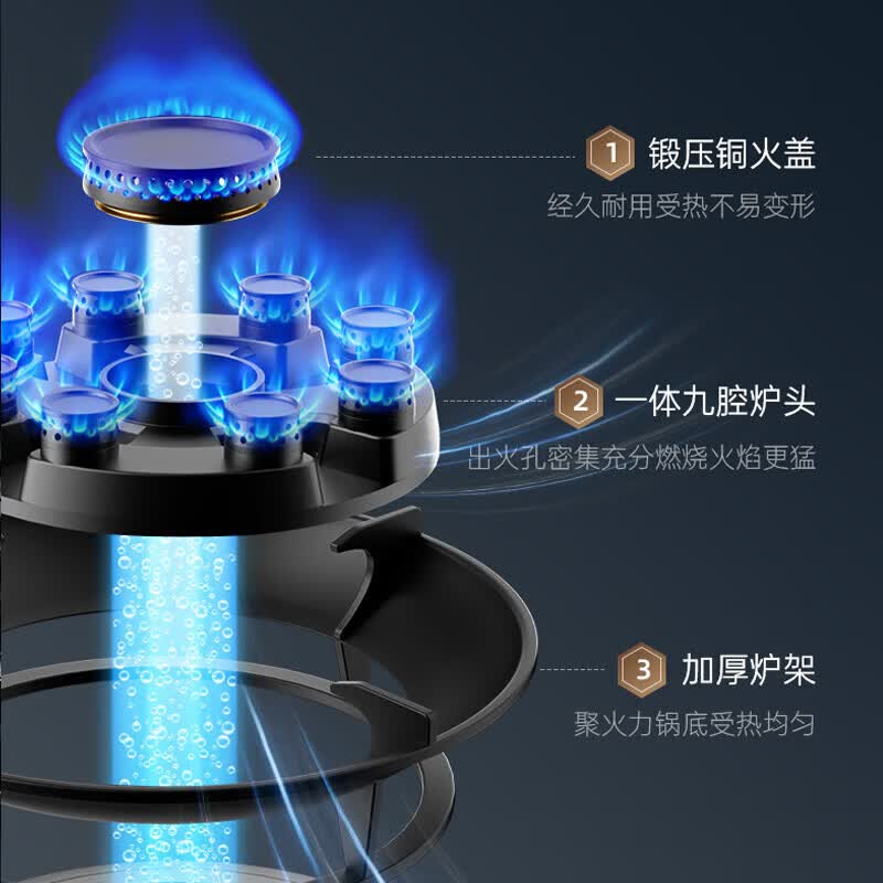 夏新（Amoi）燃气灶双灶家用厨房嵌入台式大火力天然气液化气燃气灶猛火灶双眼灶具 [液化气] 定时双九腔猛火-钢化玻璃面板-熄火保护