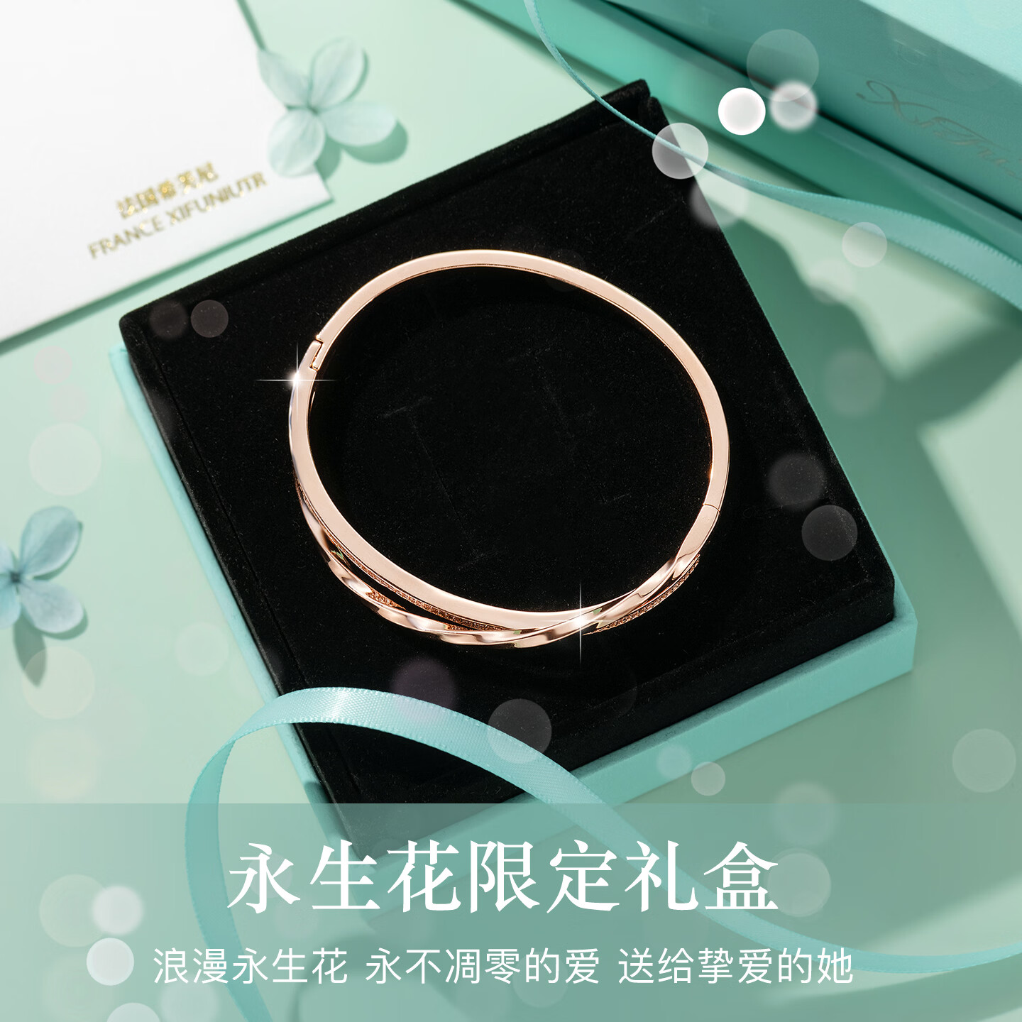 希芙尼 XIFU NIUTR轻奢莫比乌斯环项链女锁骨链小众奢侈新款送女友520情人节礼物 莫比乌斯环项链+手镯-玫瑰金【当/次日达】