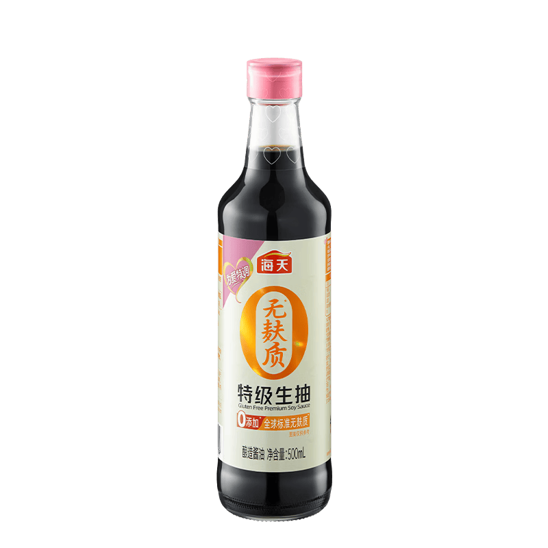 海天 无麸质生抽酱油500ml 【0添加 无麸质 无蔗糖特级酱油】