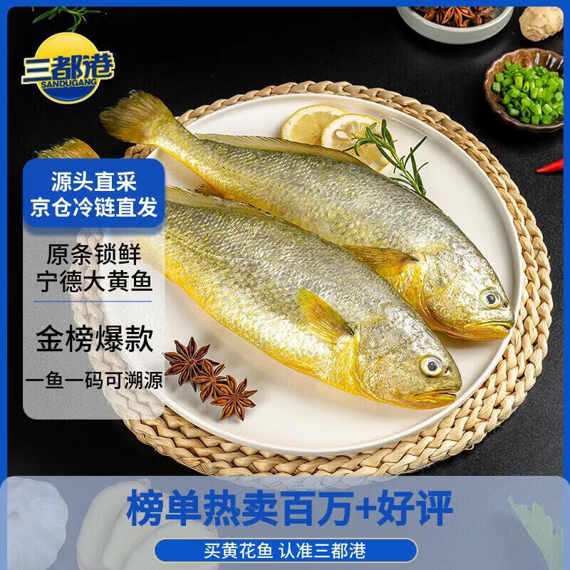三都港 冷冻黄花鱼700g/2条装 宁德大黄鱼 深海鱼 生鲜 鱼类 海鲜水产