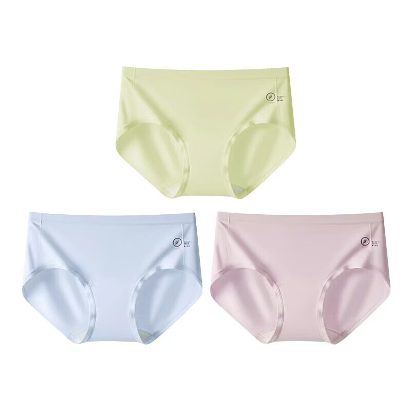 棉伙棉伴莱赛尔桑蚕丝10A抗菌内裤女士三角裤收腹内裤纯棉底裆 【3条装】紫色+绿色+蓝色 L