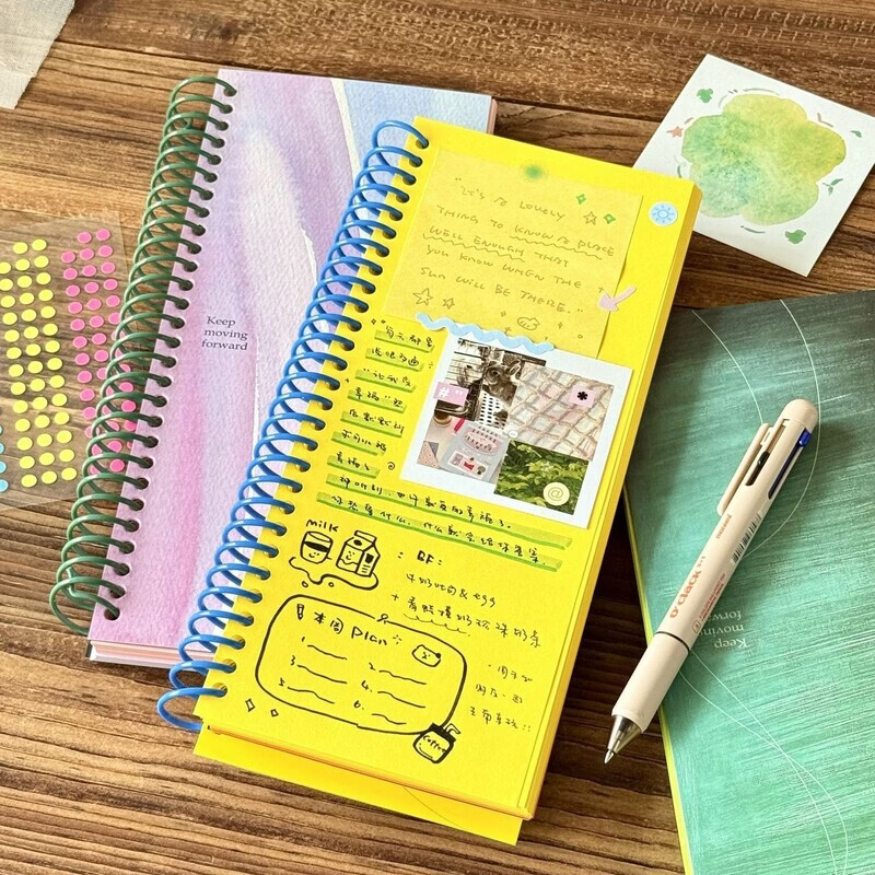 阿尤布夏日柠檬黄彩色A6线圈本笔记本创意学生加厚便携日程手账本日记本 夏日emon线圈本【1本】