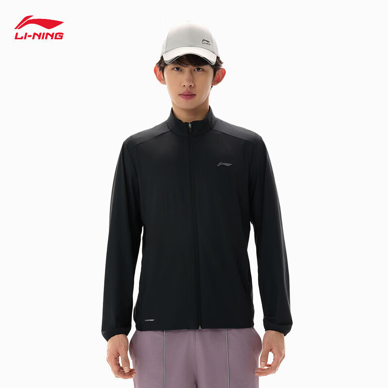李宁冰沙防晒衣|针织无帽外套男26春季新款速干舒适时尚百搭运动上衣 黑-3 2XL (男185)