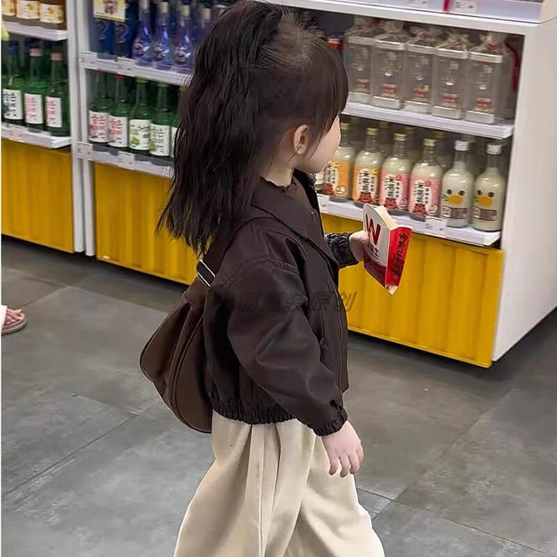 男女童春秋装皮衣外套2026儿童卡通休闲衣服宝宝网红洋气夹克加绒 黑色皮衣【春秋款】 140 尺码【建议身高135厘米左右】