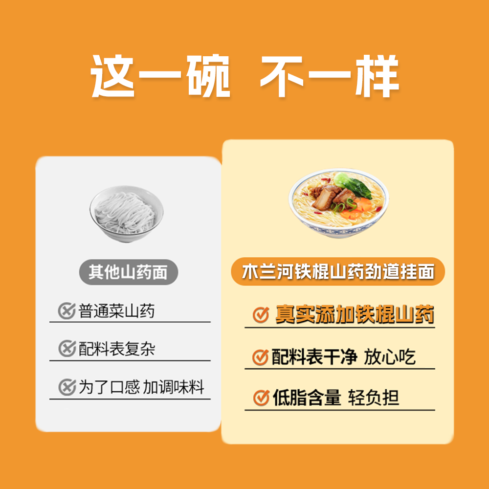 木兰河铁棍山药劲道挂面 营养劲道爽滑杂粮面炒面面条主食速食超市同款 铁棍山药劲道挂面900g*2袋
