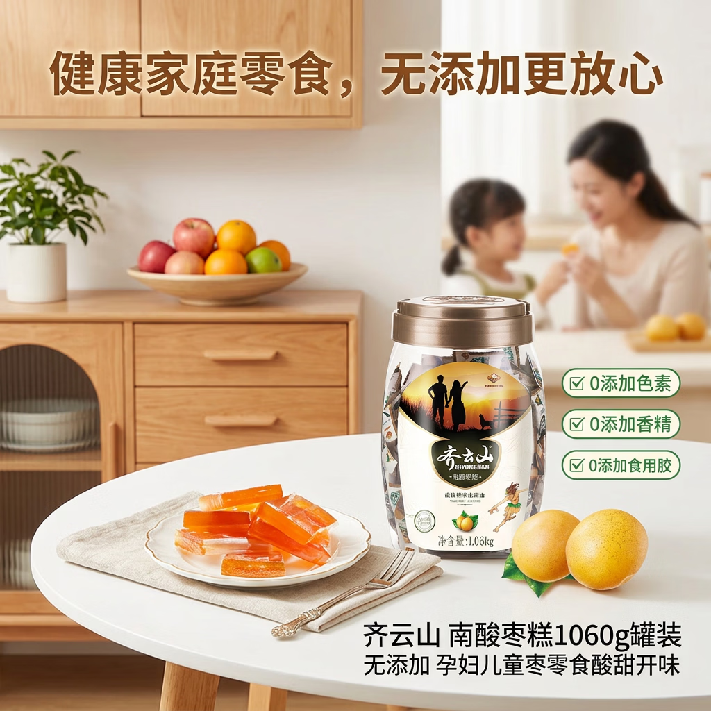 齐云山南酸枣糕1060g罐装 酸甜休闲零食 孕妇儿童小包装韧滑开味特产