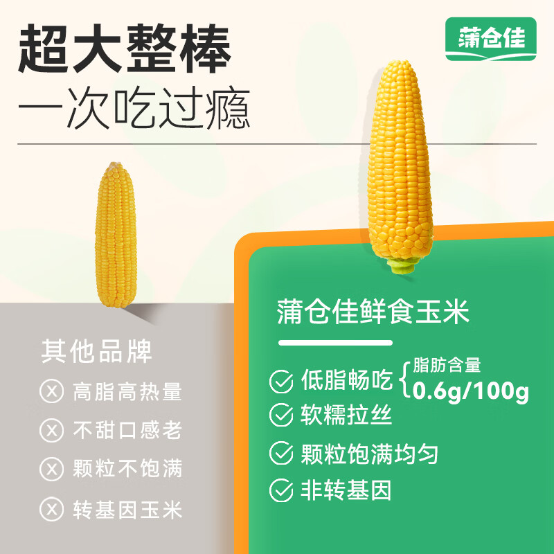 蒲仓佳东北黄甜糯玉米黏玉米 真空锁鲜软糯拉丝 粗粮主食早餐代餐 【家庭装】甜糯玉米4.2斤（7-10根）