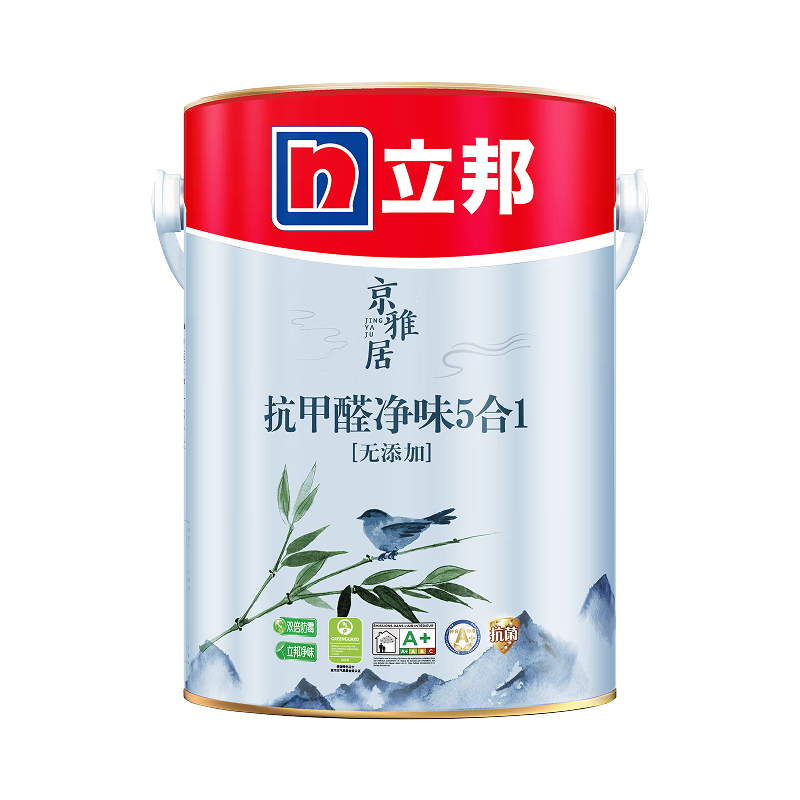 立邦乳胶漆油漆涂料内墙漆防霉抗甲醛五合一净味无添加环保室内漆 【抗甲醛防霉】5L面漆