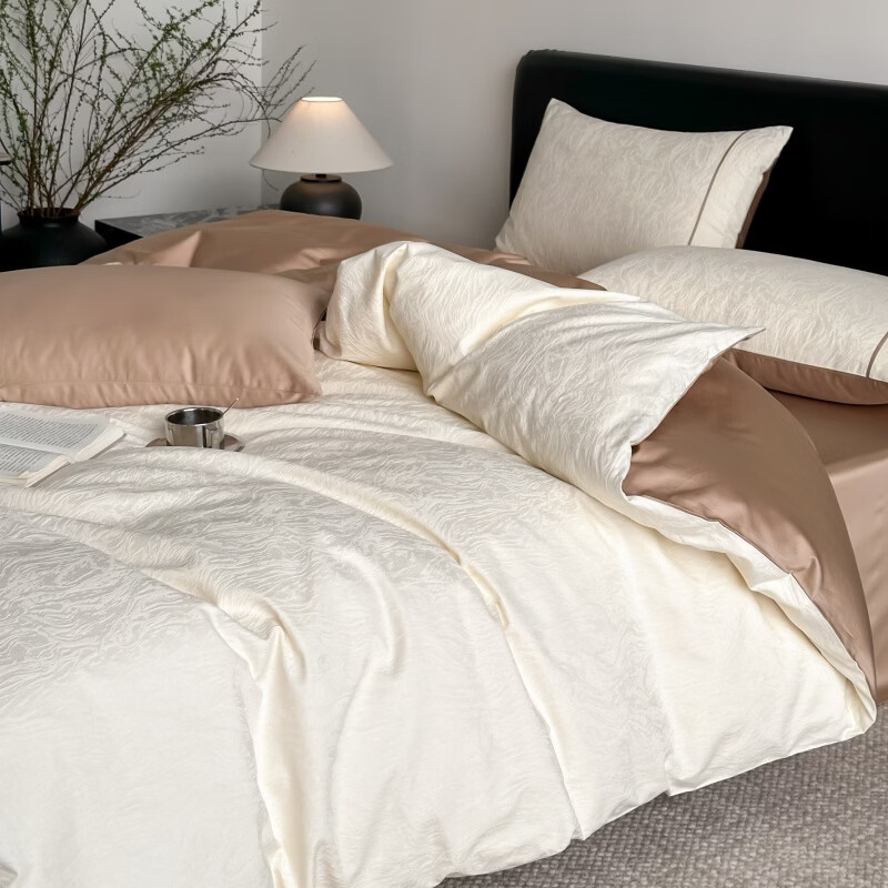 ROLAND LIVE全棉立体浮雕提花四件套60侘寂风长绒棉柔软透气被套床单床品 FOR 全棉提花套件-云涧疏影 1.2米床 床单款 【被套150*200cm】