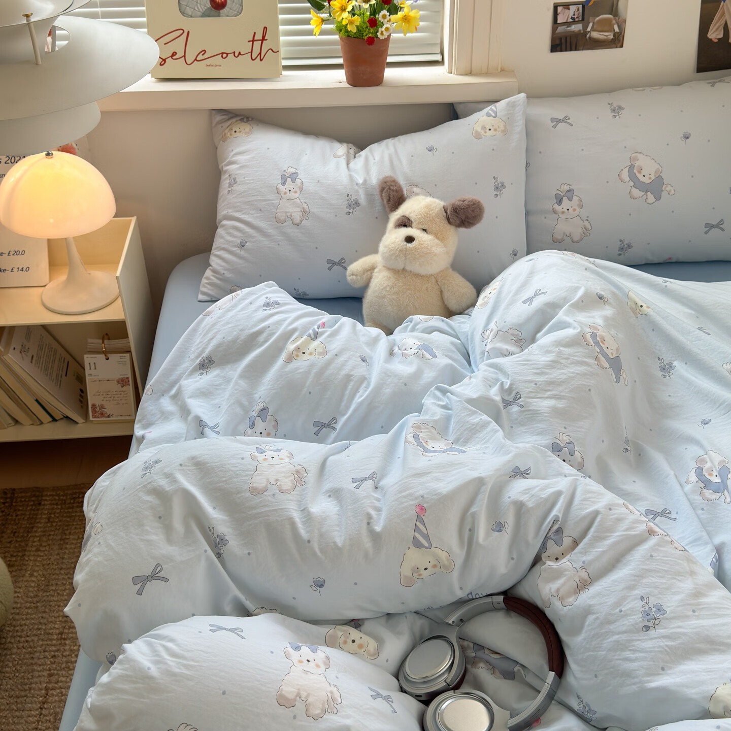 雅鹿小清新超柔水洗棉四件套亲肤透气宿舍单人三件套云柔棉4件套 小暖狗 2.0m四件套 床单款 （被套200*230cm）