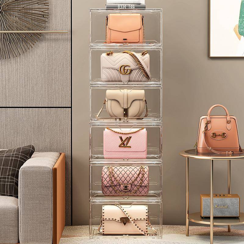 溥畔跨境鞋子收纳盒球鞋防氧化鞋柜家用门口鞋架磁吸鞋墙透明塑料鞋盒 超透PT[正开门]10个装 34x26x18.5cm