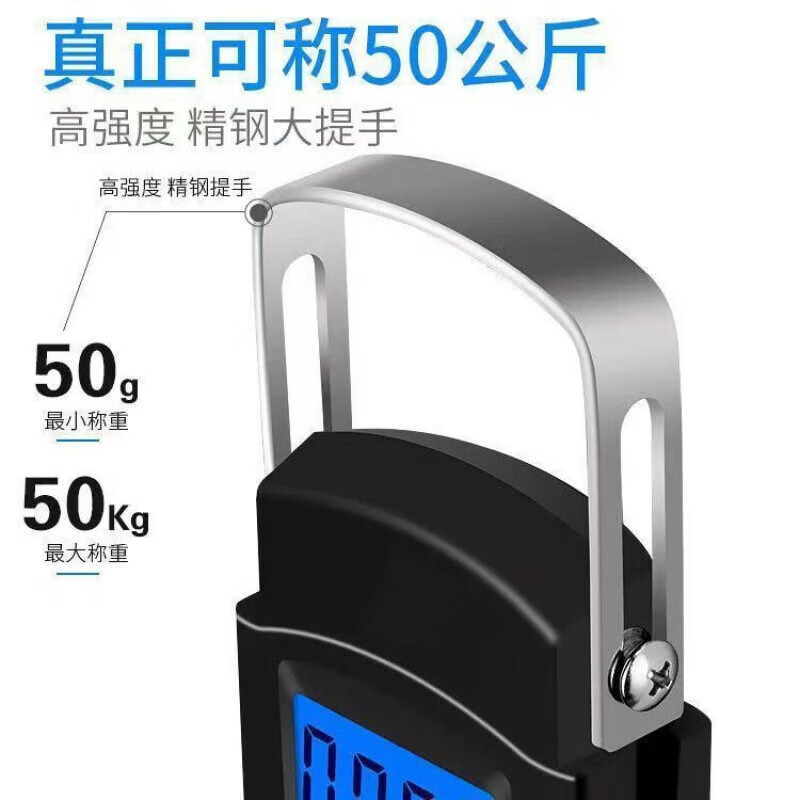 高精度手提电子秤小型便携式家用迷你称鱼器手行李快递弹簧勾小称 手提电子秤-50KG款 无规格