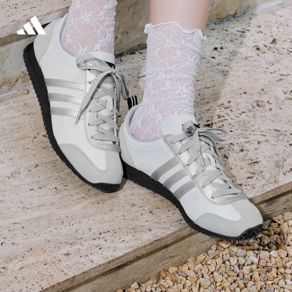 adidas「冰淇淋T头鞋」VS JOG 2.0薄底运动鞋男女阿迪达斯轻运动   晶白/金属银/灰色 (推荐女生选小半码)   37